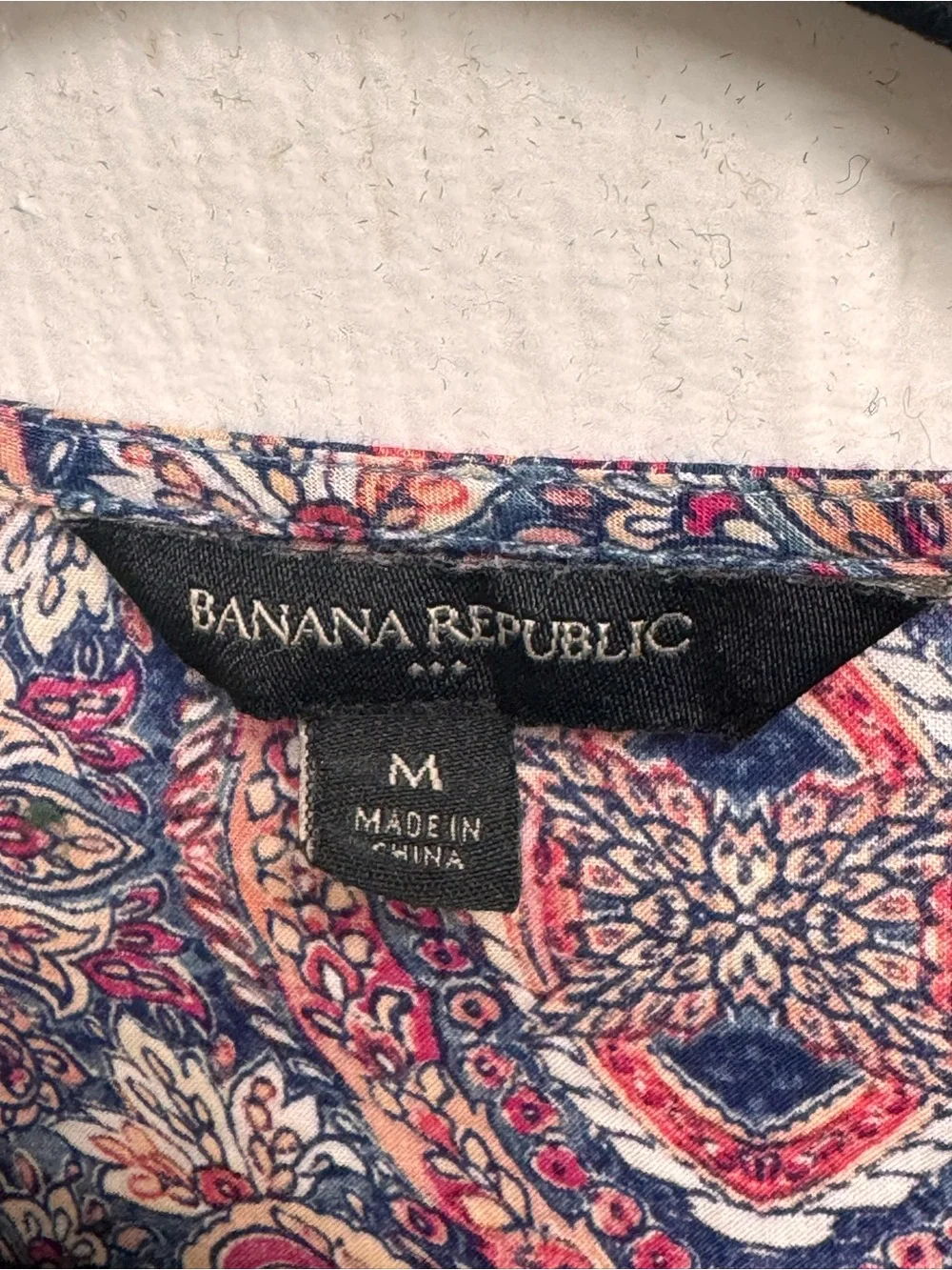 Banana Republic Paisley Babydoll Peasant Blouse Puff Sleeve Cotton